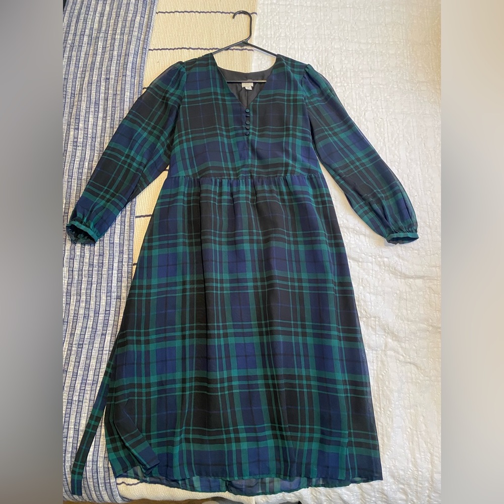 A New Day Navy Plaid Midi Length Dress